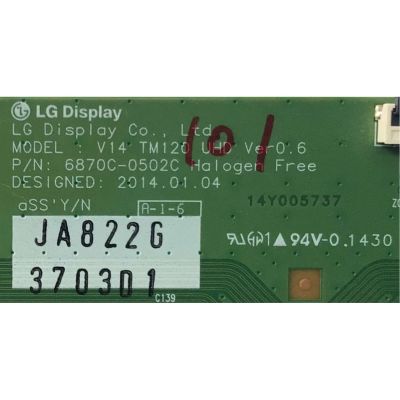 T-CON PARA TV LG / NUMERO DE PARTE 6871L-3703D / 6870C-0502C / 3703D / PANEL LC550EQE (PG)(M1) / MODELOS 55UB8200-UH.AUSWLJR / 55UB8500-UA.AUSWLJR - Imagen 2